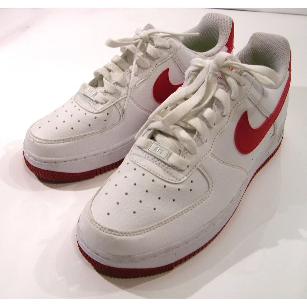 Nike Air Force 1 AF1 Low White Red Athletic Shoes Size US 8.5